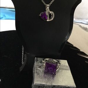 Sterling silver gemstone purple set